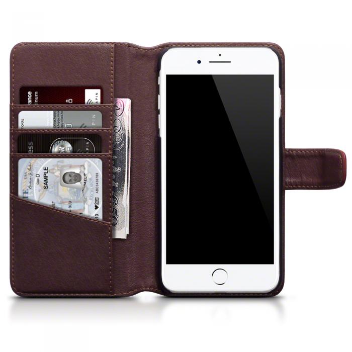 UTGATT5 - Plnboksfodral av kta lder till iPhone 7/8 Plus - Brun