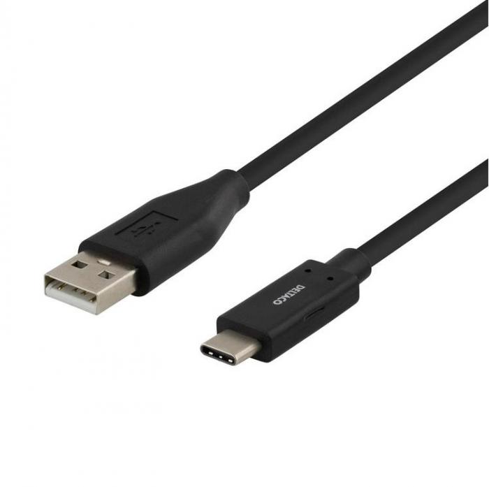 Deltaco - Deltaco USB-A till USB-C Kabel 1.5m 3A - Svart