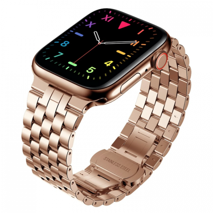 A-One Brand - Apple Watch 7/8/SE (38/40/41mm) Armband Metall - Roseguld