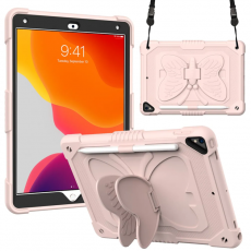 A-One Brand - iPad 10.2 (2019/2020/2021) Skal Butterfly Hybrid med Axelrem - Rosa