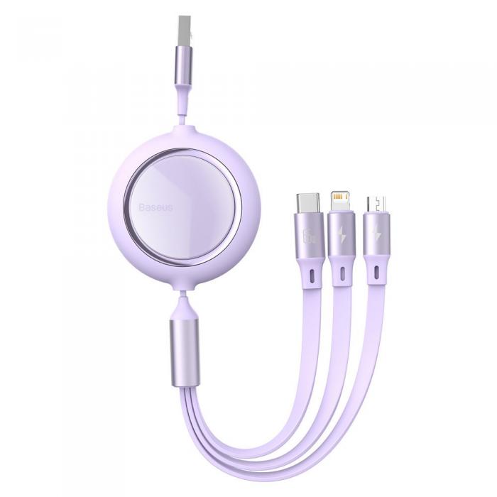 UTGATT5 - Baseus Bright Mirror Retractable 3in1 Kabel USB 1.2m - Lila