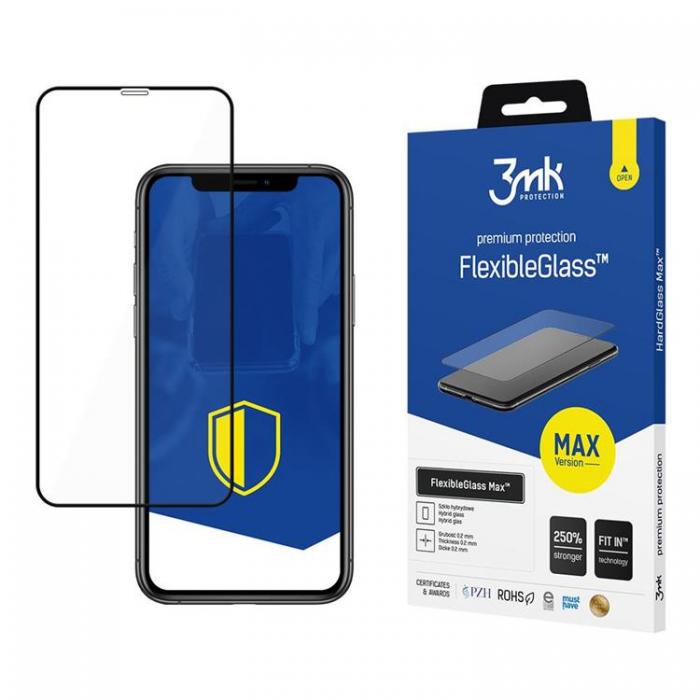 3MK - 3MK FlexibleGlass Hrdat Glas Skrmskydd iPhone Xr - Svart