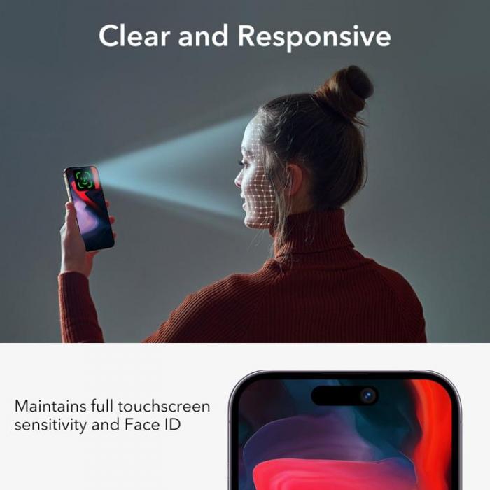 ESR - ESR iPhone 15 Pro Max Hrdat Glas Skrmskydd Privacy