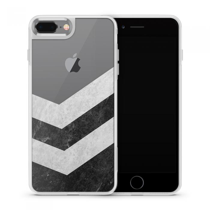 UTGATT5 - Fashion mobilskal till Apple iPhone 8 Plus - Halv marble grey/black