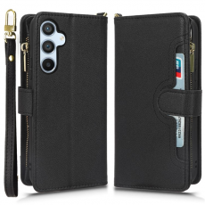 A-One Brand - Galaxy A34 5G Plånboksfodral Zipper med Rem - Svart