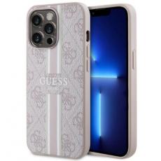 Guess - Guess iPhone 13 Pro Max Mobilskal MagSafe 4G Printed Stripes - Rosa