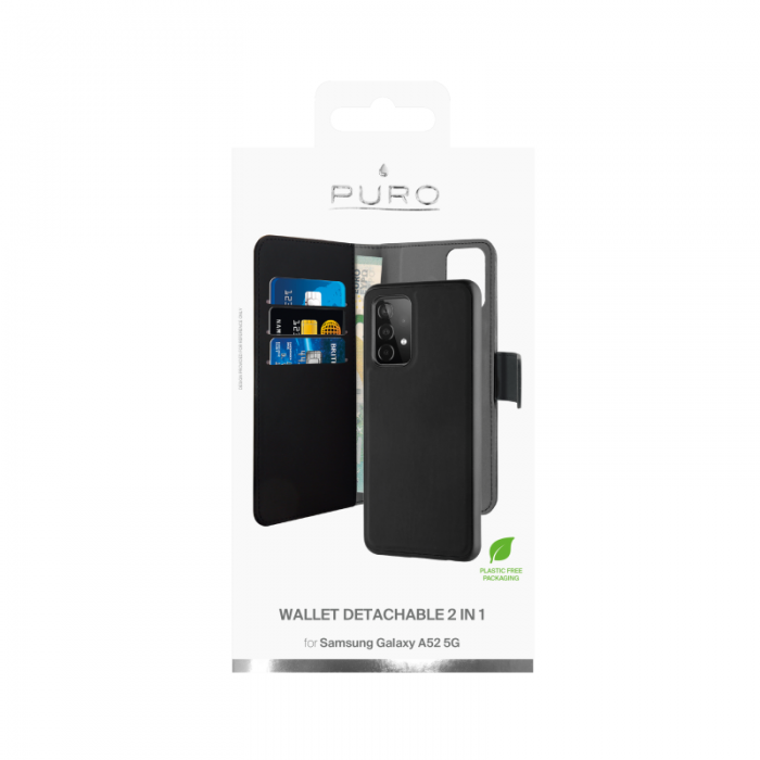 UTGATT5 - Puro - Detachable Plnboksfodral Samsung Galaxy A52 5G - Svart