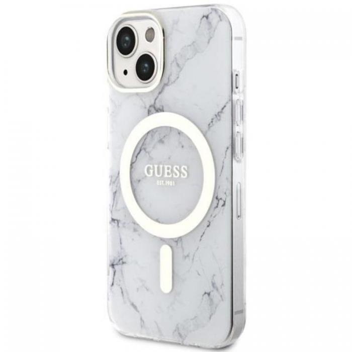 Guess - Guess iPhone 14 Plus Mobilskal MagSafe Marble - Vit