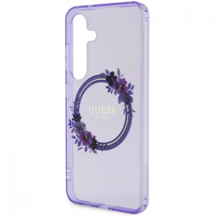 Guess - Guess Galaxy S24 Plus Mobilskal Magsafe IML Flowers Wreath - Lila