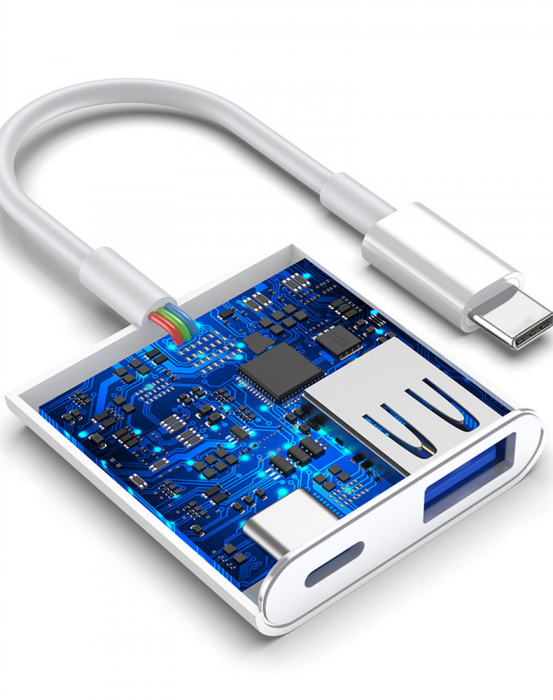 UTGATT1 - SiGN USB-C till USB-C & USB Kamera Adapter 5V, 1A - Vit