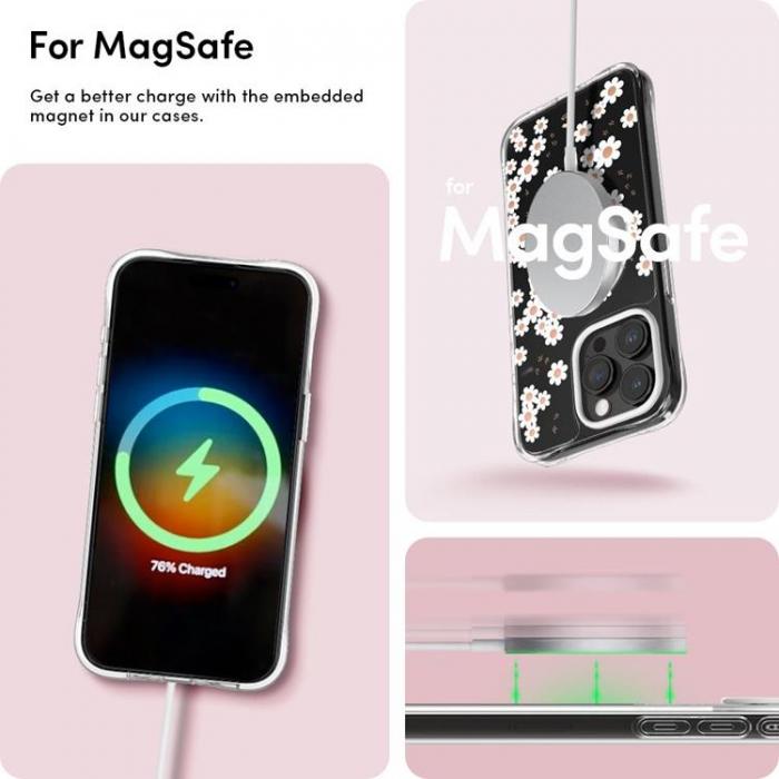 Spigen - Spigen iPhone 15 Pro Max Mobilskal Magsafe Cyrill - Vit Daisy