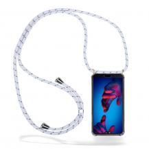 CoveredGear-Necklace - Boom Huawei P20 mobilhalsband skal - White Stripes Cord
