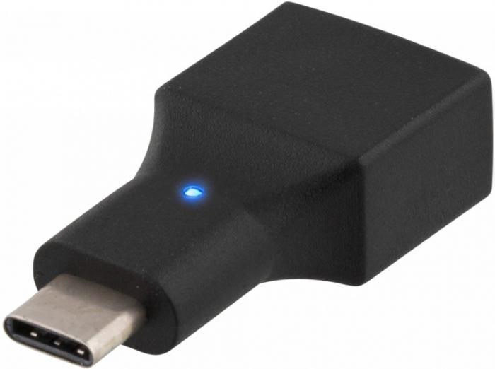 UTGATT1 - DELTACO USB 2.0 adapter, USB-C - Typ A hona, svart