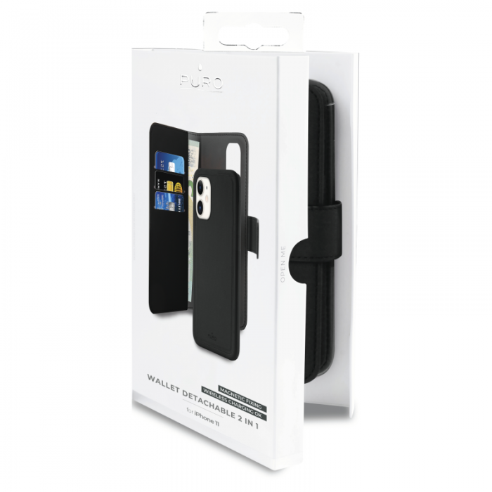 UTGATT1 - Puro - Detachable Plnboksfodral EcoLeather iPhone 11 - Svart