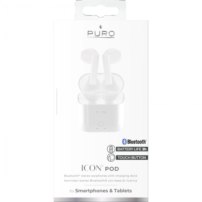 UTGATT5 - Puro - ICON POD Bluetooth-hrlurar med laddfodral - Vit