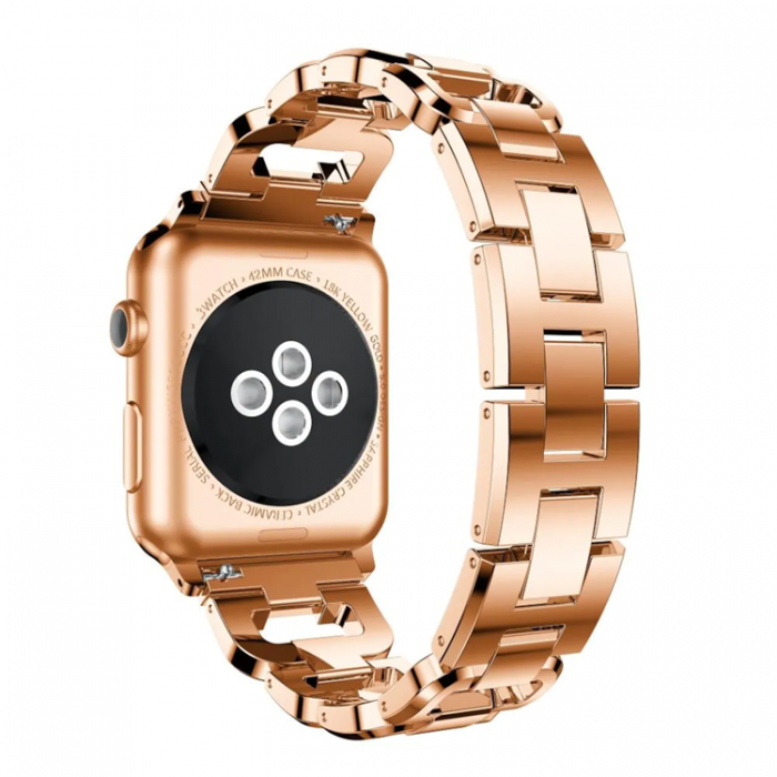 A-One Brand - Apple Watch 2/3/4/5/6/7/SE (42/44/45mm) Armband Rhinestone - Rosa Guld