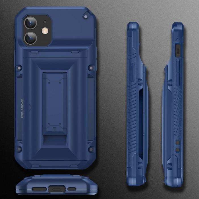 A-One Brand - iPhone 12/12 Pro Skal Korthllare Built-in Kickstand - Svart