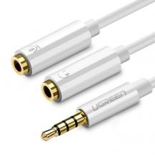 Ugreen - Ugreen Kabel Mini Jack 3.5 mm Till 2 x Mini Jack 3.5 mm 20cm - Vit