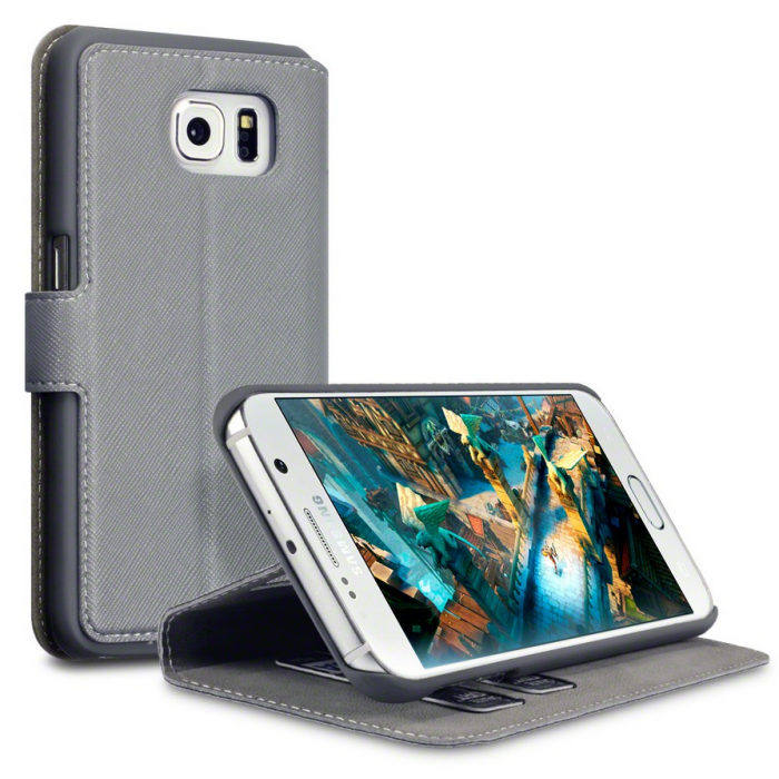 UTGATT5 - Slim Plnboksfodral till Samsung Galaxy S6 - Gr