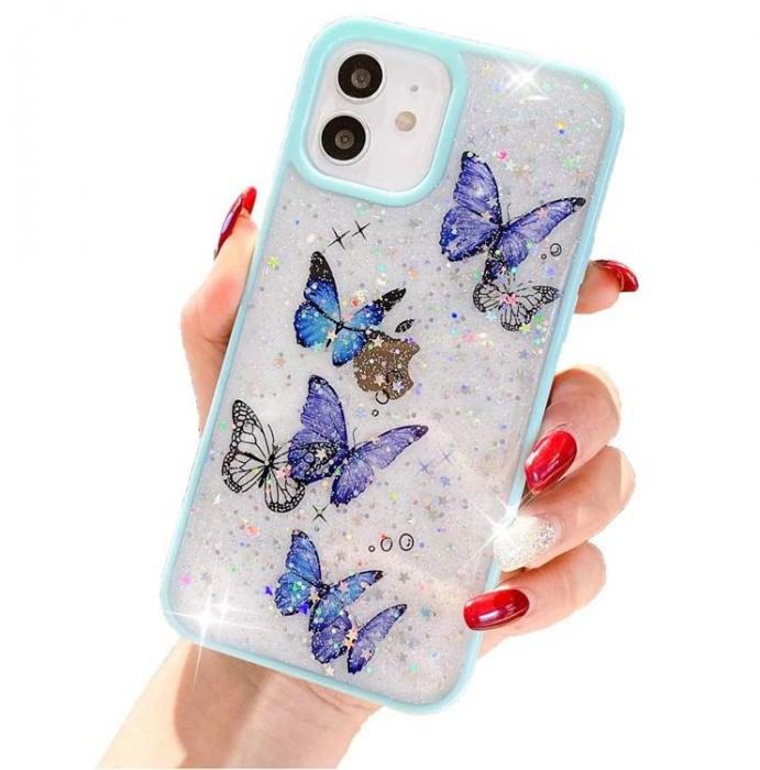 A-One Brand - Bling Star Butterfly Skal till iPhone 13 Mini - Turkos