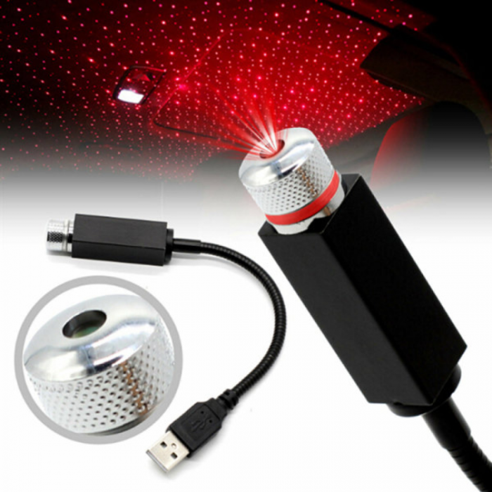 A-One Brand - Galaxy Lights - USB Stjrnprojector till Bilen - Rd