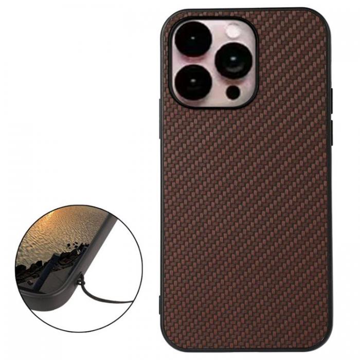 A-One Brand - iPhone 14 Pro Max Skal Carbon Fiber - Brun