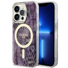 Guess - Guess iPhone 14 Pro Max Mobilskal MagSafe Leopard - Rosa