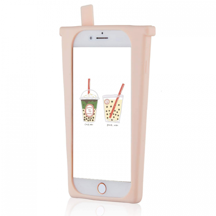 A-One Brand - iPhone 7/8 Plus Mobilskal Boba Milk Tea Glitter - Rosa