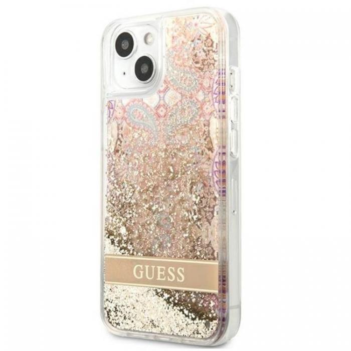 Guess - Guess iPhone 13 mini Skal Paisley Liquid Glitter - Guld