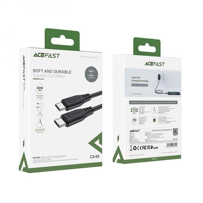 UTGATT1 - Acefast USB-C till USB-C Kabel 60W 1.2m - Svart
