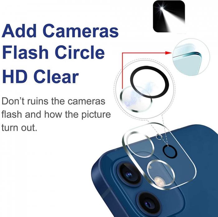 A-One Brand - [2-Pack] Kameralinsskydd i Hrdat Glas iPhone 12 Mini - Clear