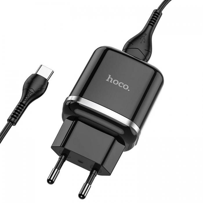 Hoco - Hoco Vggladdare USB-A Med USB-C Kabel - Svart