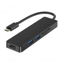 SiGN - SiGN 5-i-1 USB-C-adapter HDMI 4K MicroSD, max 15W, 5V, 3A - Svart