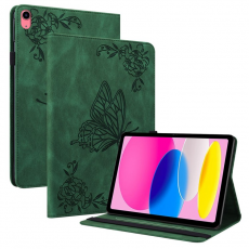 A-One Brand - iPad 10.9 (2022) Fodral Butterfly Flower Imprinted - Grön