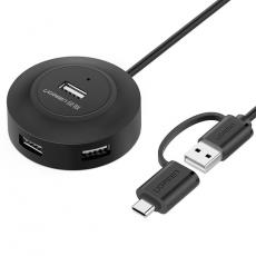 Ugreen - Ugreen HUB 4in1 USB-A - 4xUSB-A 2.0 480Mb/s 1m (CR106) - Svart