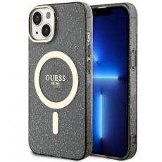 Guess - Guess iPhone 14 Plus Mobilskal MagSafe Glitter Guld - Svart