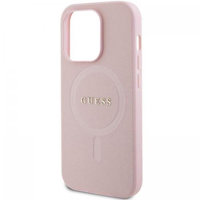 Guess - Guess iPhone 14 Pro Mobilskal Magsafe Saffiano - Rosa