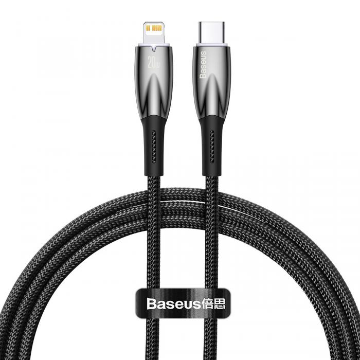 BASEUS - Baseus USB-C till Lightning kabel 1m Glimmer 20W - Svart