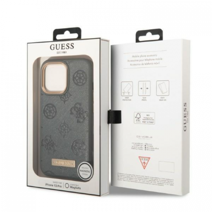 Guess - Guess iPhone 13 Pro Max Skal MagSafe Peony Logo Plate Collection