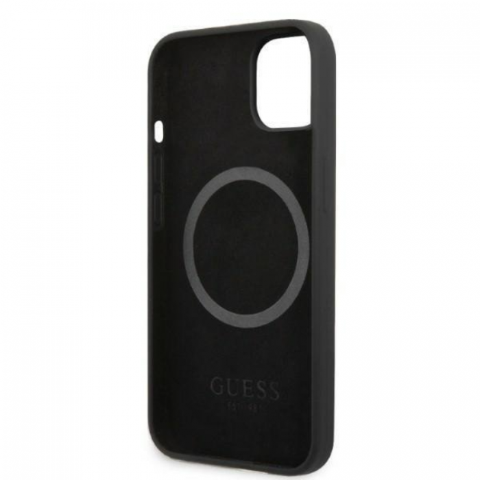 Guess - Guess iPhone 13 Skal MagSafe Silicone Logo Plate - Svart