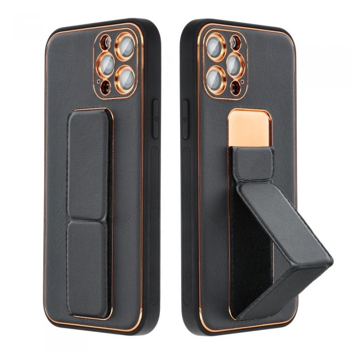 Forcell - Forcell Leather skal Kickstand till iPhone 12 PRO MAX Svart