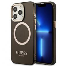 Guess - GUESS iPhone 13 Pro Skal MagSafe Gold Outline Translucent - Svart