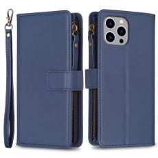 A-One Brand - iPhone 15 Pro Plånboksfodral Zipper Flip - Blå