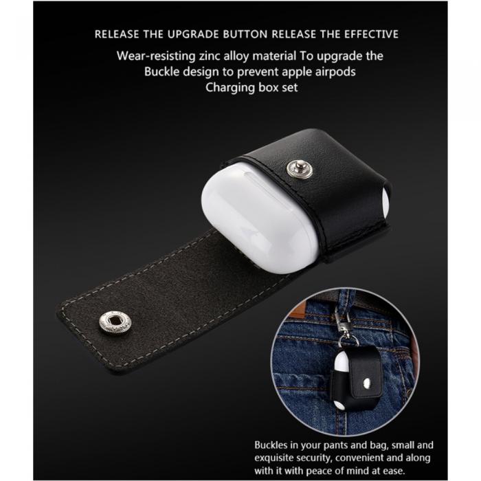 UTGATT5 - Genuine Leather Pouch till Apple AirPods - Svart