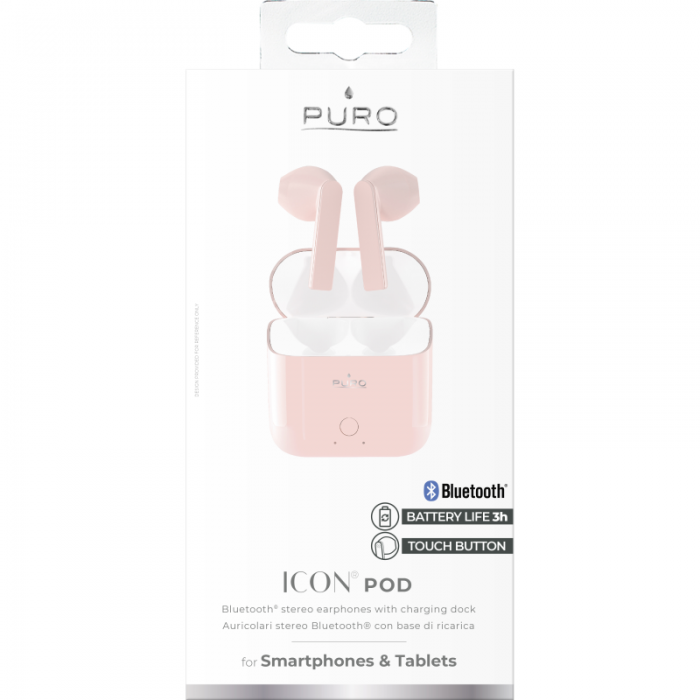 UTGATT1 - Puro - ICON POD Bluetooth-hrlurar med laddfodral - Rosa