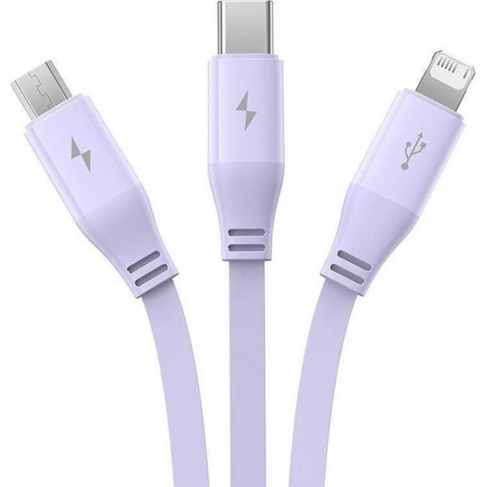 BASEUS - Baseus Kabel USB-A Till USB-C/Lightning/MicroUSB 1.1m - Lila