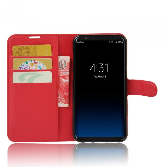 UTGATT5 - Litchi Plnboksfodral till Samsung Galaxy S8 - Rd