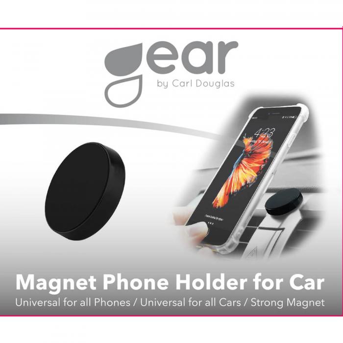 UTGATT1 - GEAR Magnetisk Mobilhllare Svart Puck Sjlvhftande Tejp