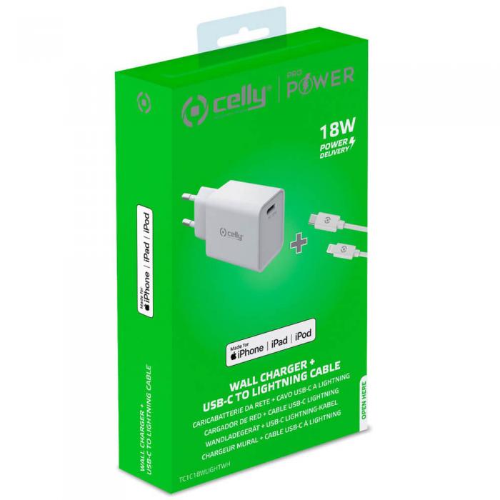 UTGATT5 - Celly - USB-laddkit PD USB-C -> Lightning 18W