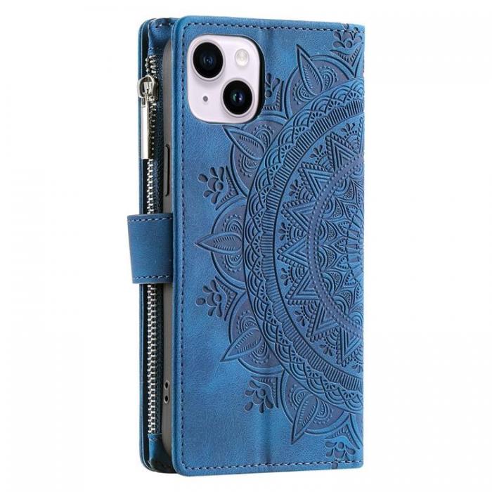 A-One Brand - iPhone 15 Plnboksfodral Mandala Flower Imprinted - Bl